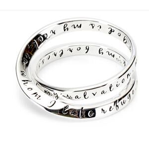 Psalms 18:2 Inspirational Double Mobius Silver Plated Ring Women Size 7